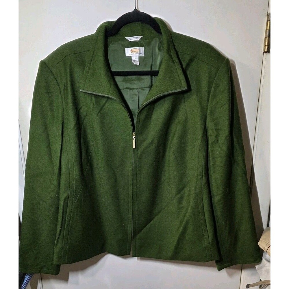 Talbots Plus Size 22W Green Full Zip Blazer Wool Petites